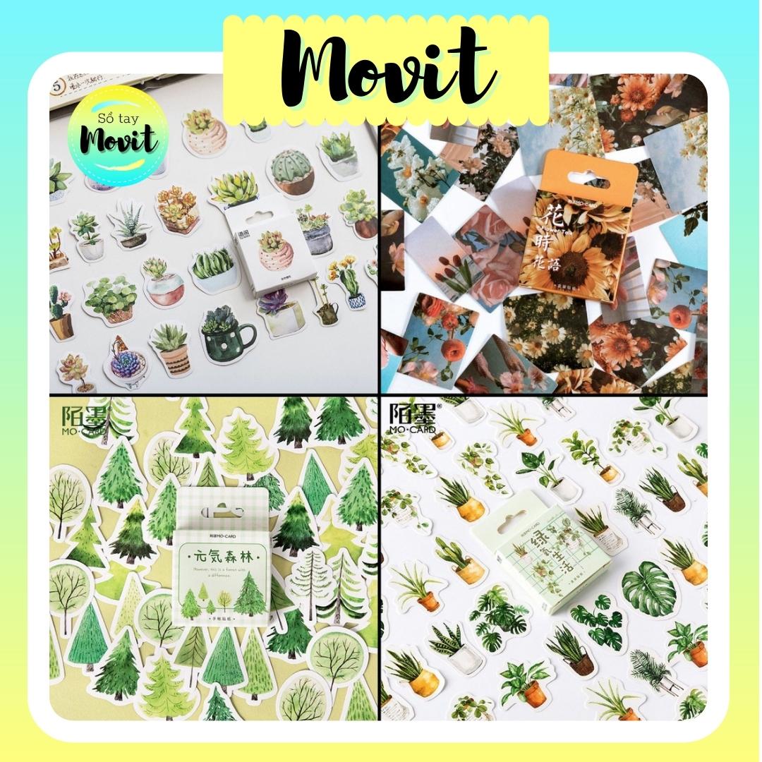 Bộ 45 sticker dán hình cây cối trang trí sổ tay