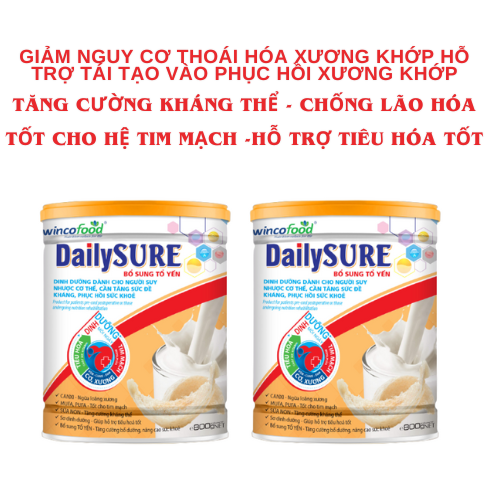 (Túi 2 lon) Sữa Non bổ sung Tổ Yến DailySURE (800g/lon) hỗ trợ xương khớp, chống lão hoá