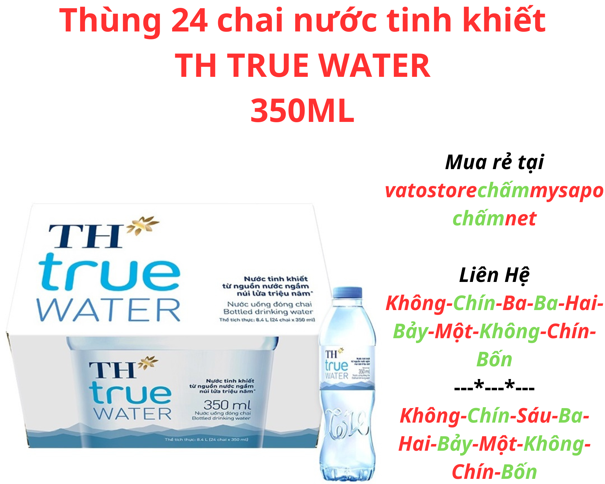Nước uống tinh khiết đóng chai TH TRUE WATER chai 350ml