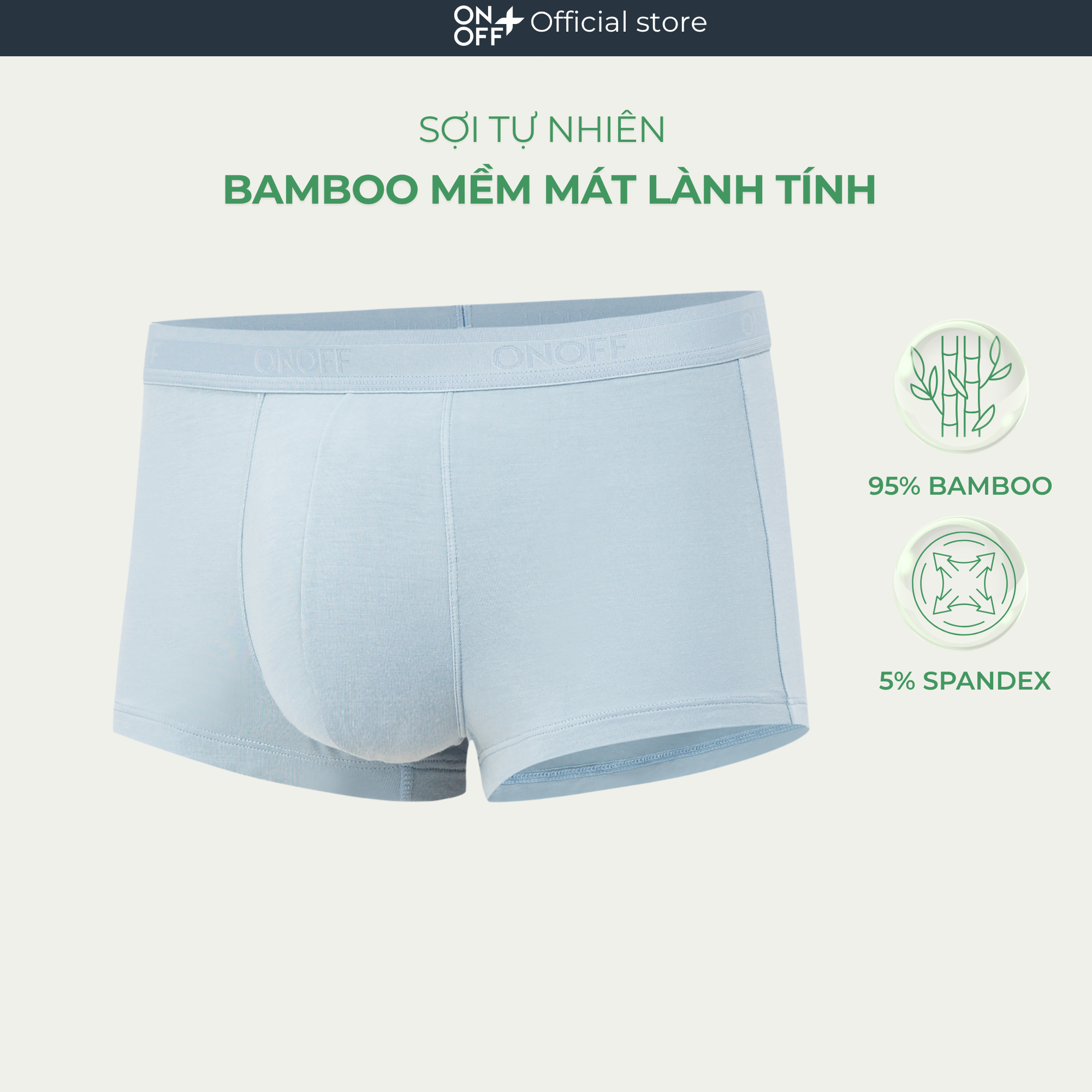  Quần lót nam bamboo dáng trunk mềm mại lành tính thấm hút vượt trội ONOFF - 18UO25A085 