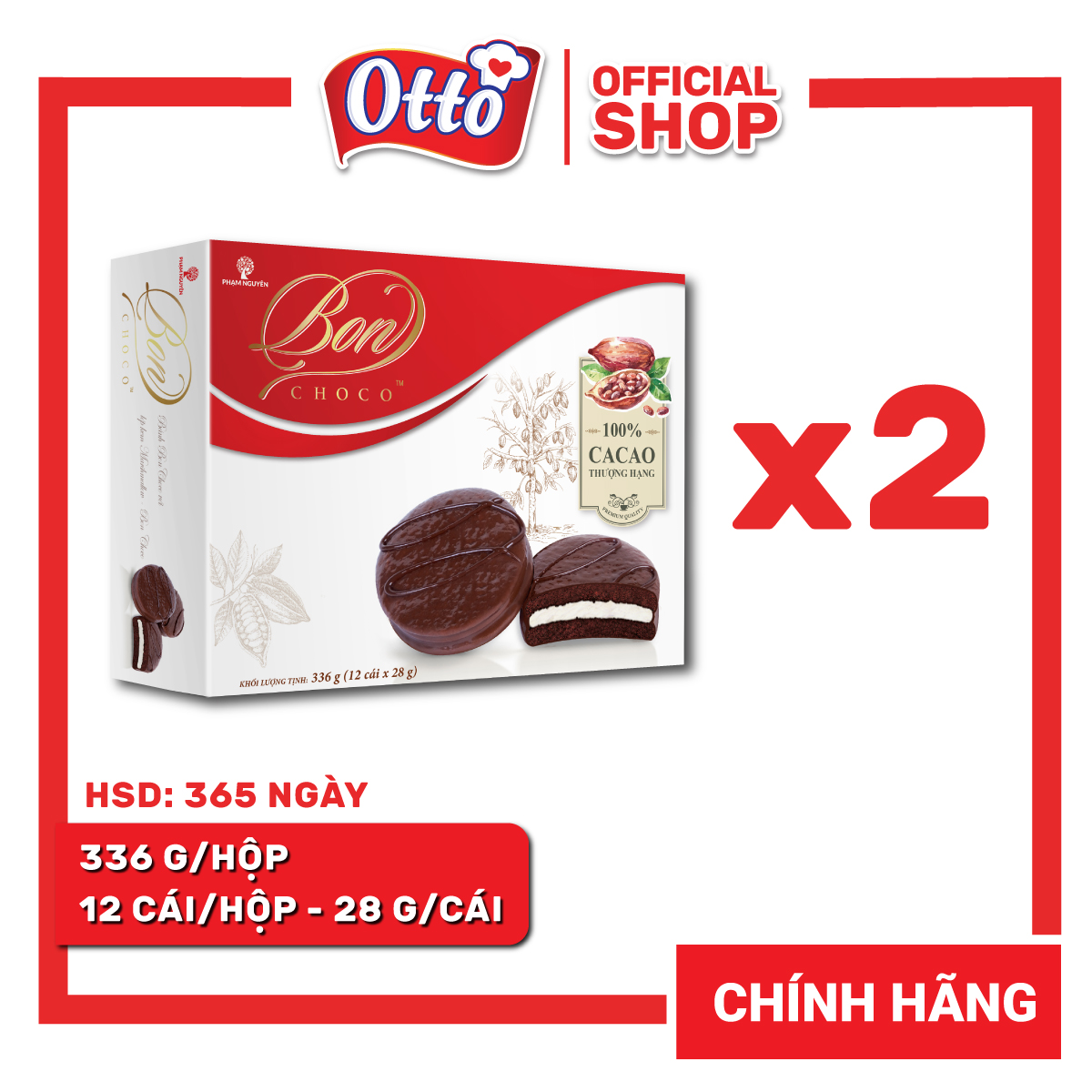 Combo 2 hộp bánh bon choco 336g | bánh ăn vặt socola | đồ ăn vặt