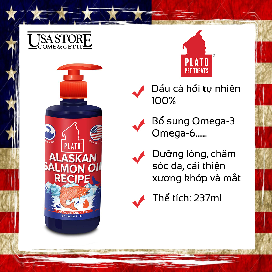 Dầu cá hồi cho chó & mèo Plato tự nhiên 100%