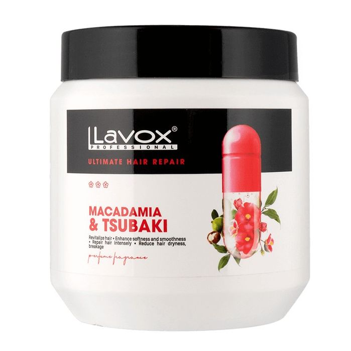 Hấp dầu phục hồi tóc lavox macadamia tsubaki 500ml đỏ