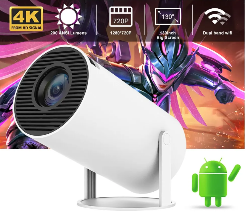 máy chiếu mini xoay 360 chiếu trần nhà tích hợp android tv box 11