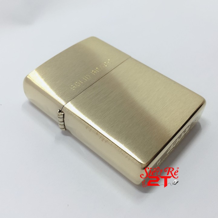 Vỏ Zippo Brushed Solid Brass 204 Chính Hãng - Vỏ Zippo Vàng Chữ Solid Brass (New Box)