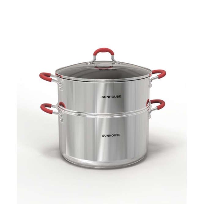 Xửng hấp inox,nồi hấp xôi 5 đáy sunhouse shg507-28 size 28cm đáy từ dùng mọi bếp -