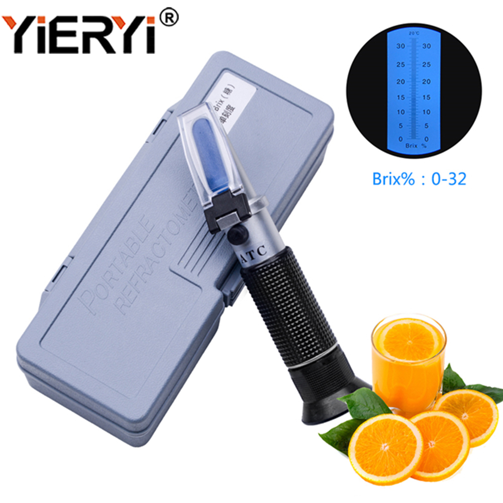 Yieryi Refractometer Brix Refractometer sugar meter saccharimeter Concentration meter 0-32% brix with box