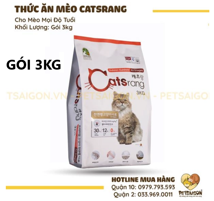 CHÍNH HÃNG THỨC ĂN CATSRANG CHO MÈO MỌI LỨA TUỔI - GÓI 3KG