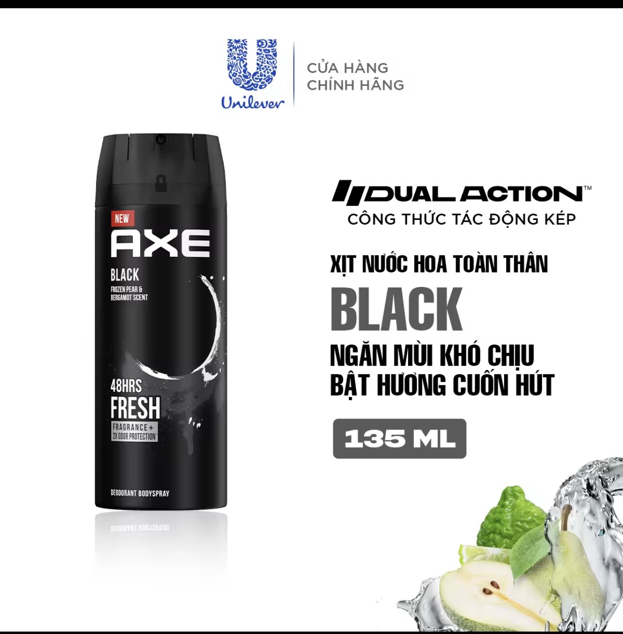 Xịt nước hoa toàn thân AXE Black dành cho nam với hương thơm tươi mát và