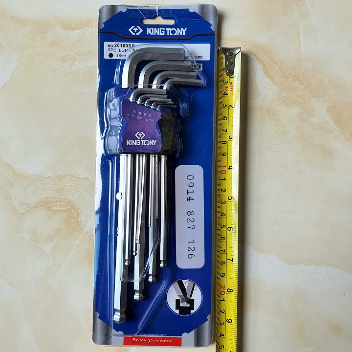 Bộ Lục Giác Đầu Bi Hãng Kingtony Đài Loan 9 Cây Chữ L 1.5-10mm Chiều Dài 25mm, Chất liệu thép CR-V6150, chống ăn mòn và chịu lực tốt, phù hợp với nhiều loại bulong, ốc vít, Bộ lục lăng, Cây lục giác, Khóa lục giác