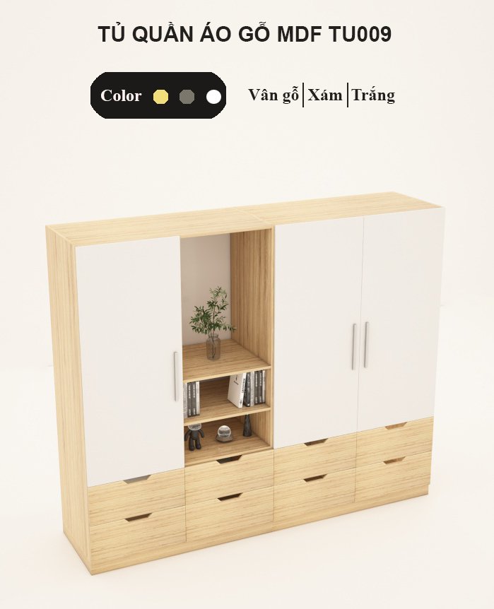 FREESHIP HCM - Tủ Quần Áo Cánh Mở, Nội Thất Phòng Ngủ Gỗ MDF Tatana TU009 – có thiết kế theo yêu cầu