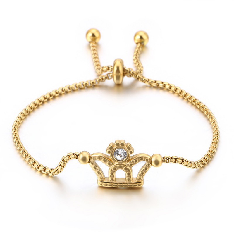 Lắc Tay Dây Rút Hình Vương Miện Titan Ko Đen TT 2641