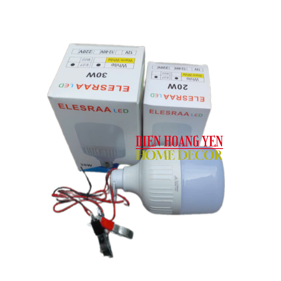   HCM Bóng đèn 12v kẹp bình 30w bóng đèn LED dùng bình ắc quy 12v 30w 