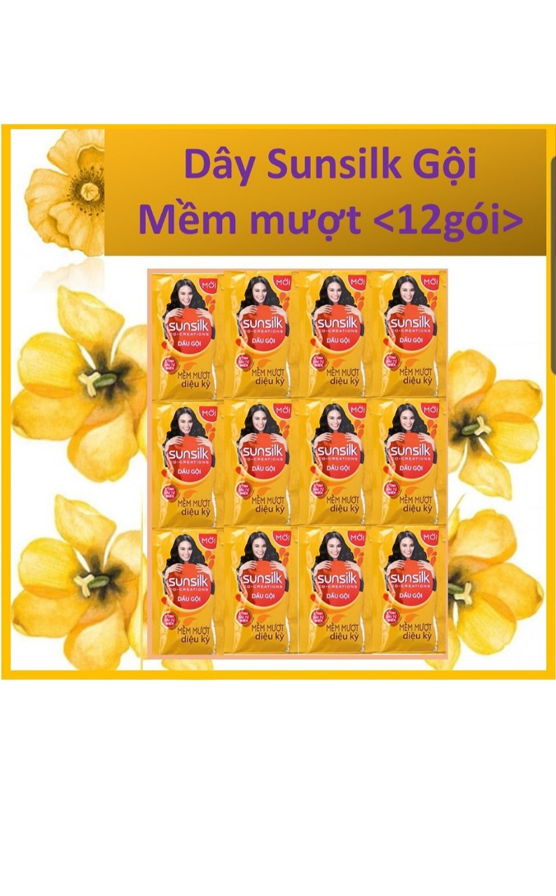Dầu gội Sunsilk Mềm mượt diệu kỳ (Vàng) Dây 12 gói