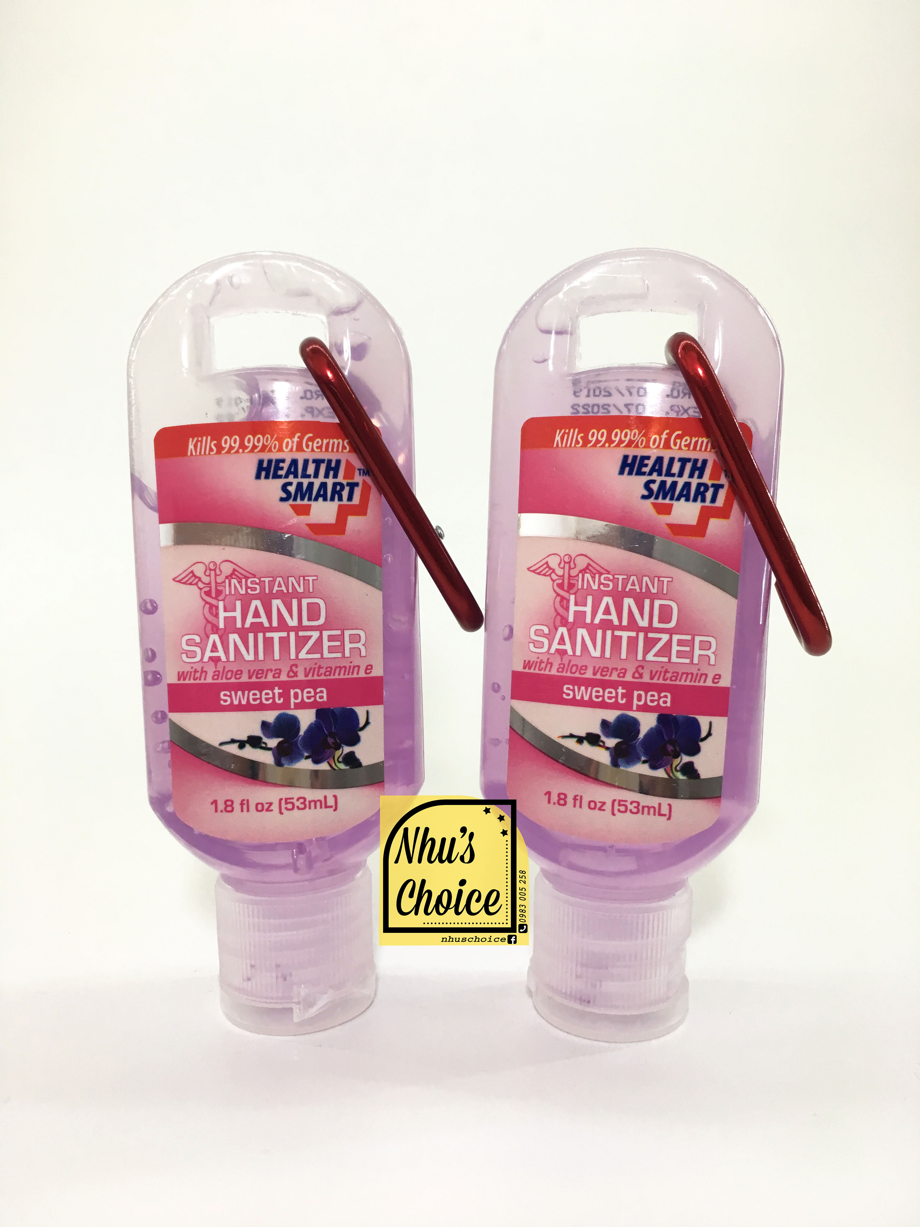 [HCM][Hàng Tốt Nhus Choice] Nước rửa tay khô có móc gắn Health Smart Instant Hand Sanitizer 1.8 oz with spring clip