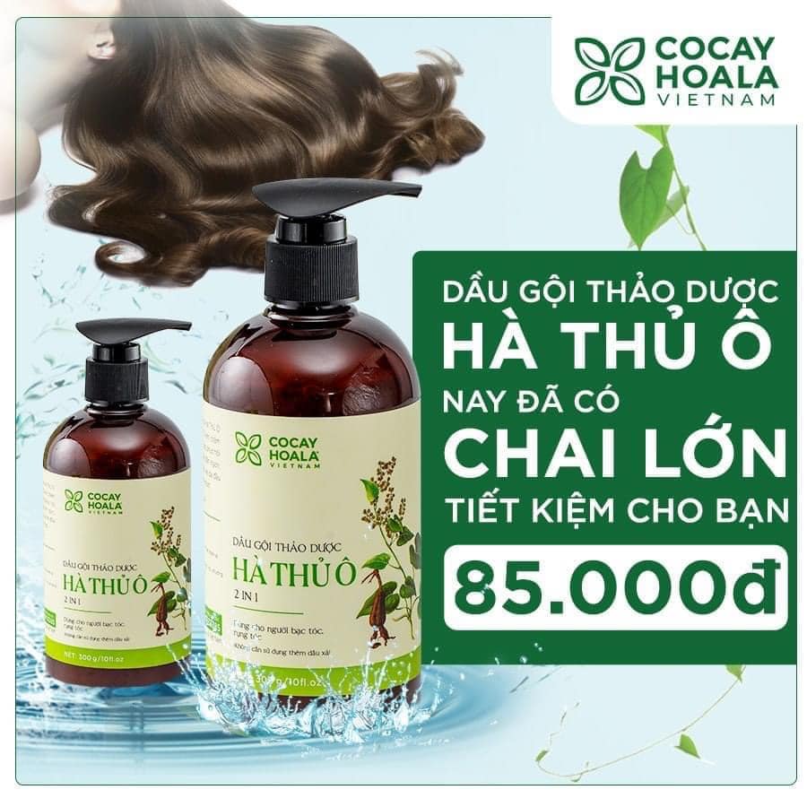 Dầu gội thảo dược hà thủ ô 450ml cho người rụng tóc bạc tóc hiệu Cỏ Cây Hoa Lá