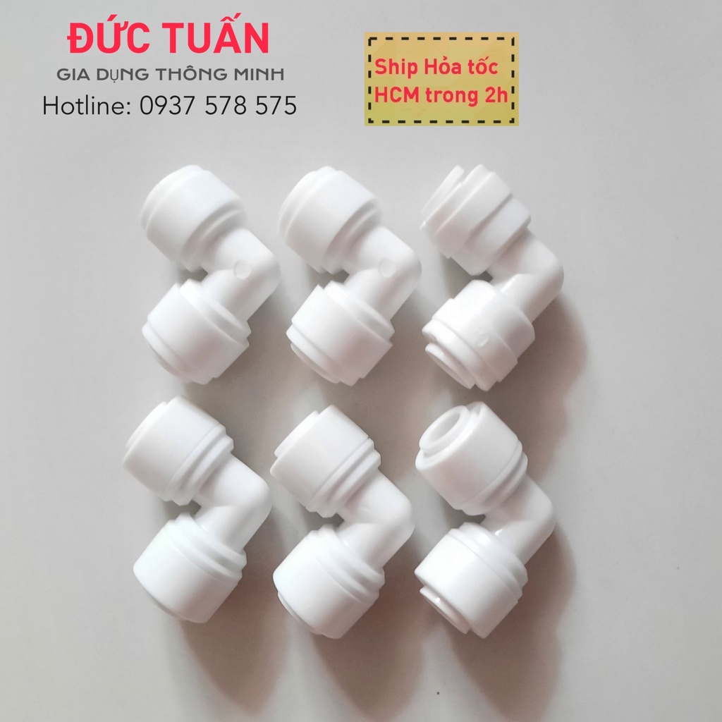 1 co vuông phi 6 mm - co nhấn 2 đầu nối nhanh - giá 1 cái