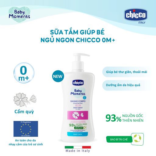 Sữa tắm giúp bé ngủ ngon Chicco 0M+ 500ml