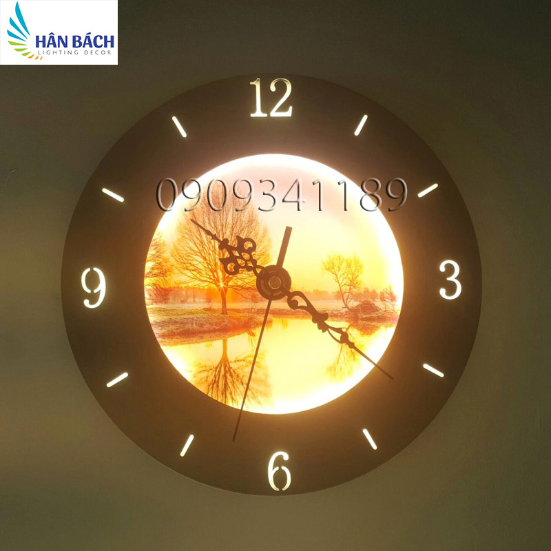 [HCM]Đèn ngủ trang trí treo tường tích hợp đồng hồ Led 3 chế độ màu GT329E