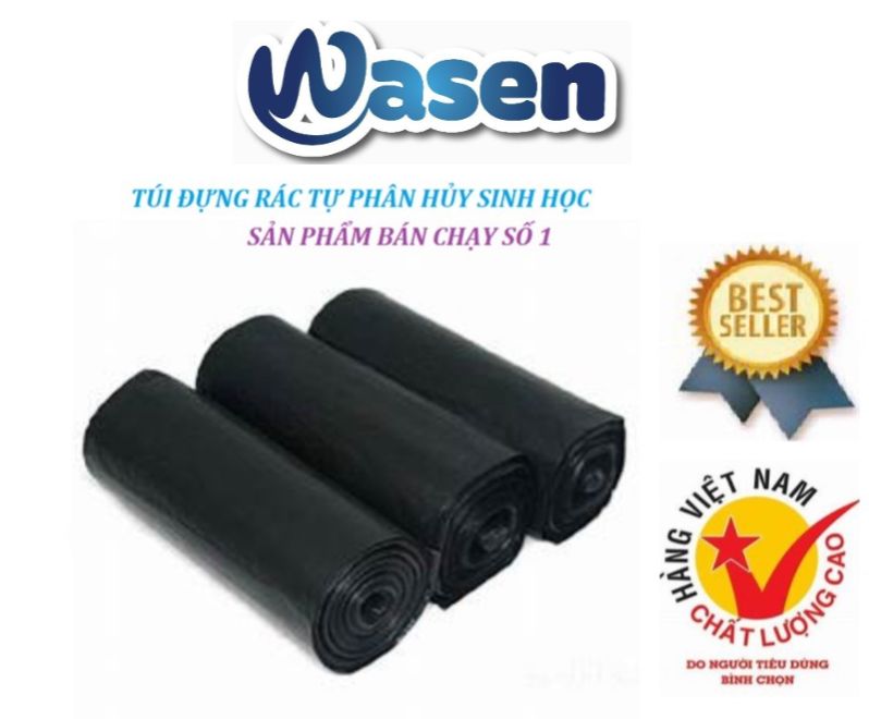 ( SIZE TIỂU ĐEN ) 1KG TÚI ĐỰNG RÁC TỰ PHÂN HỦY SINH HỌC 45X55cm WASEN THÂN THIỆN MÔI TRƯỜNG GIA PHÚ