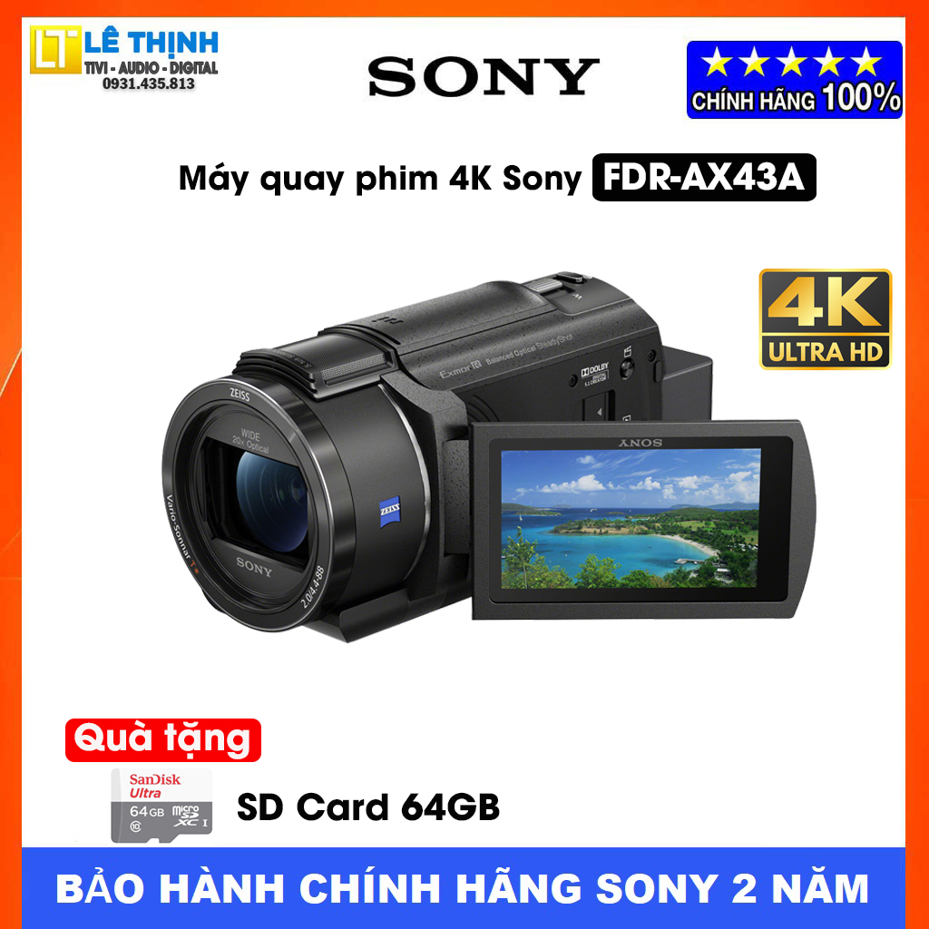 Máy quay phim KTS 4K Sony Handycam FDR-AX43A - Hàng chính hãng