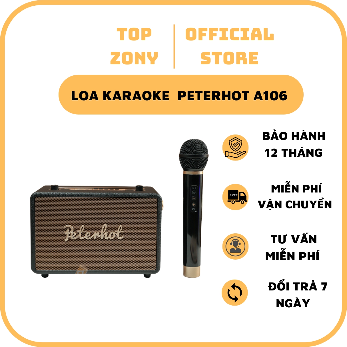 Loa Karaoke Bluetooth PETER A106 Âm Thanh Siêu Đỉnh Tích Hợp Cổng Micro 6.5 Tặng Kèm Mic TOP ZONY LỖI 1 Đổi 1