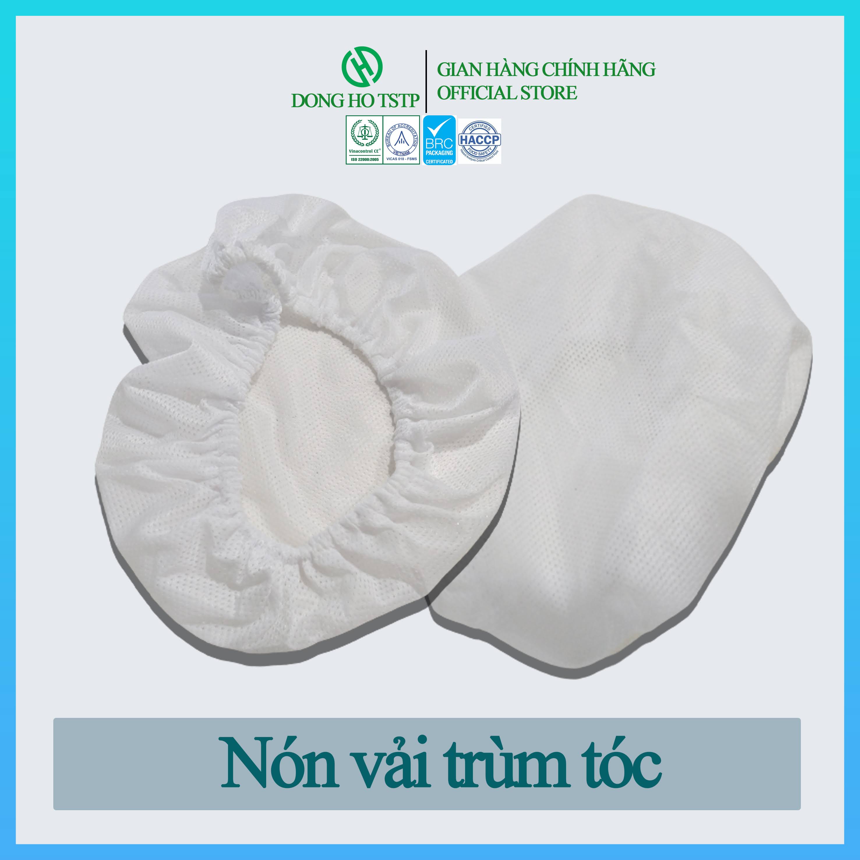 Nón vải trùm tóc dạng lưới màu trắng dùng trong xưởng chế biến phòng thí nghiệm