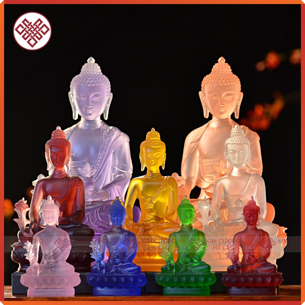 Tượng phật dược sư mật tông có 7 màu size 13cm, 19cm, 33cm