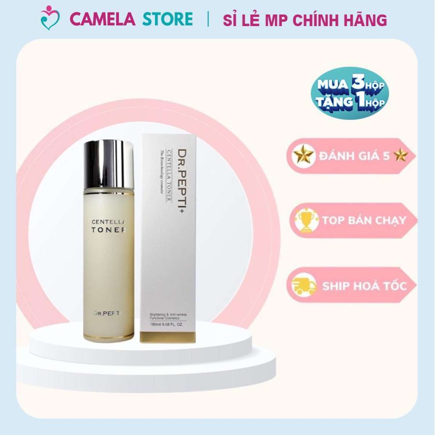 Toner Dr.Pepti Centella 180ml Hàn Quốc | Nước hoa hồng dưỡng da căng bóng, làm dịu, sáng da, se khít lỗ chân lông