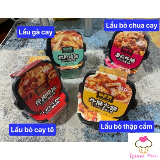 Lẩu ăn liền Lẩu tự sôi Hộp Hồng vị Bò chua cay