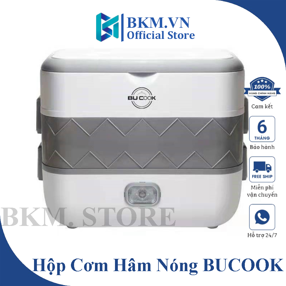 Hộp Cơm Giữ Nhiệt Cắm Điện 2 Tầng Inox BUCOOK, Hộp Cơm cắm điện Hâm Nóng Thức Ăn