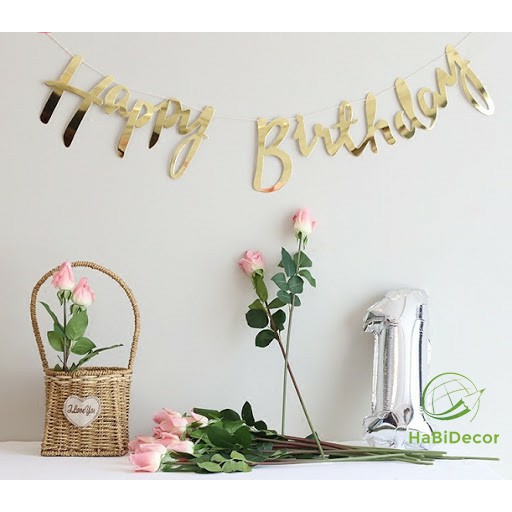 Dây chữ happy birth day ép kim trang trí sinh nhật pk44