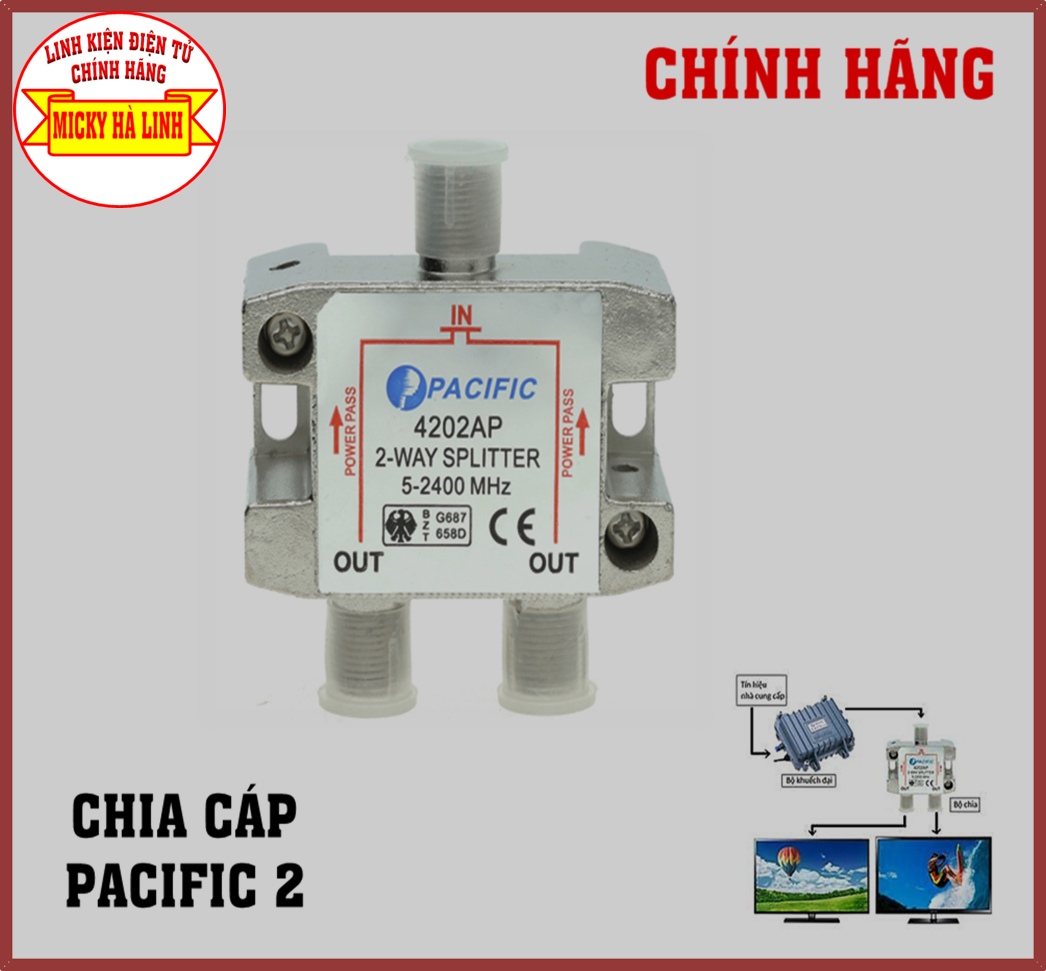 [HCM]Bộ Chia Cáp 1 ra 2 PACIFIC CHÍNH HÃNG - Dùng để Chia 2 đường truyền cáp kết nối tivi chia tín hiệu truyền hình cáp đầu kỹ thuật số anten mặt đất