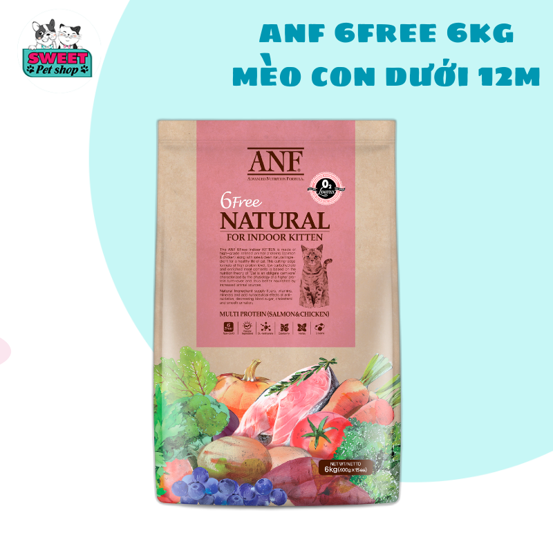 Thức ăn hạt cho mèo con anf 6 free indoor kitten 6kg