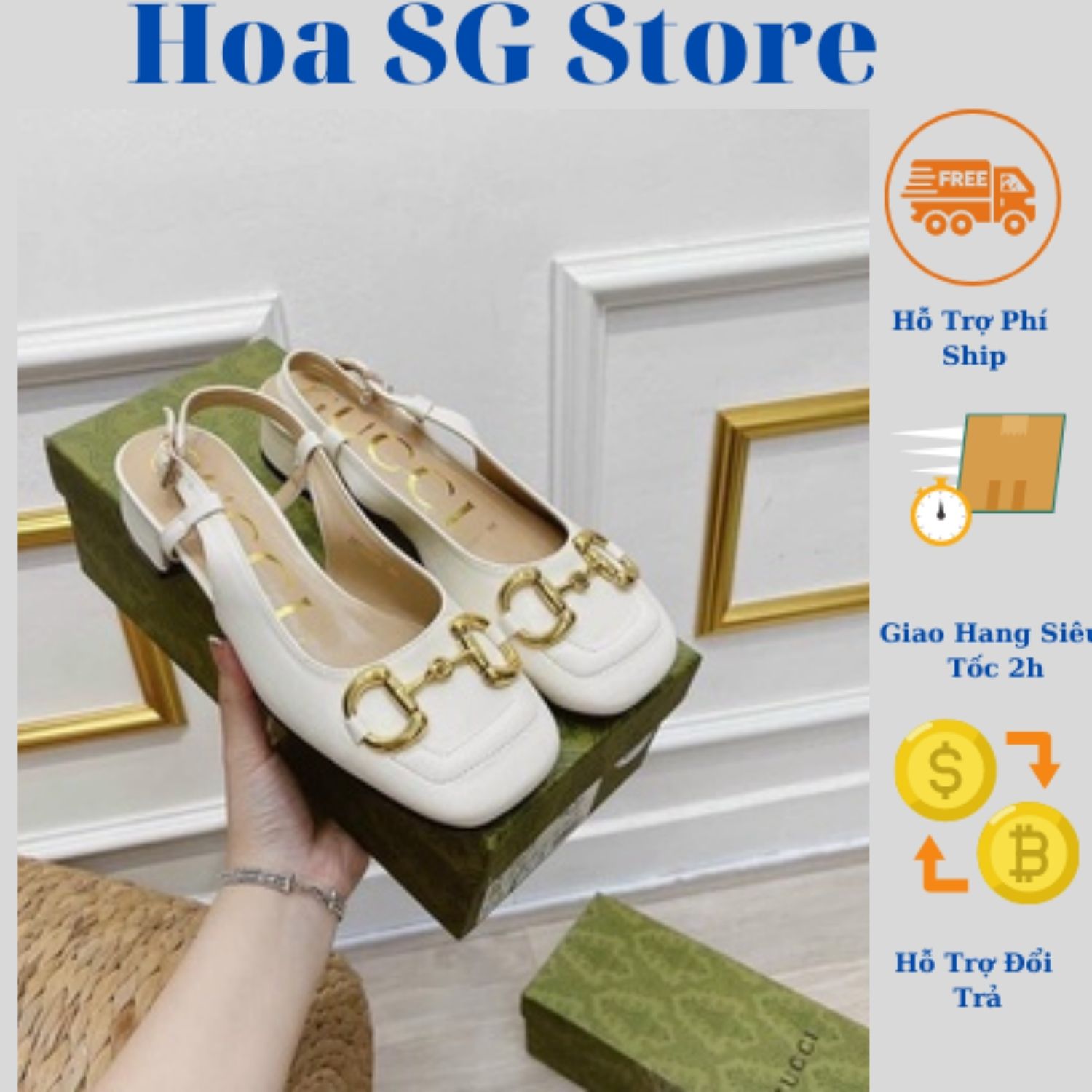 Giày mũi vuông nữ cao gót bít mũi gót vuông 3cm giày búp bê hàn quốc trẻ trung công sở
