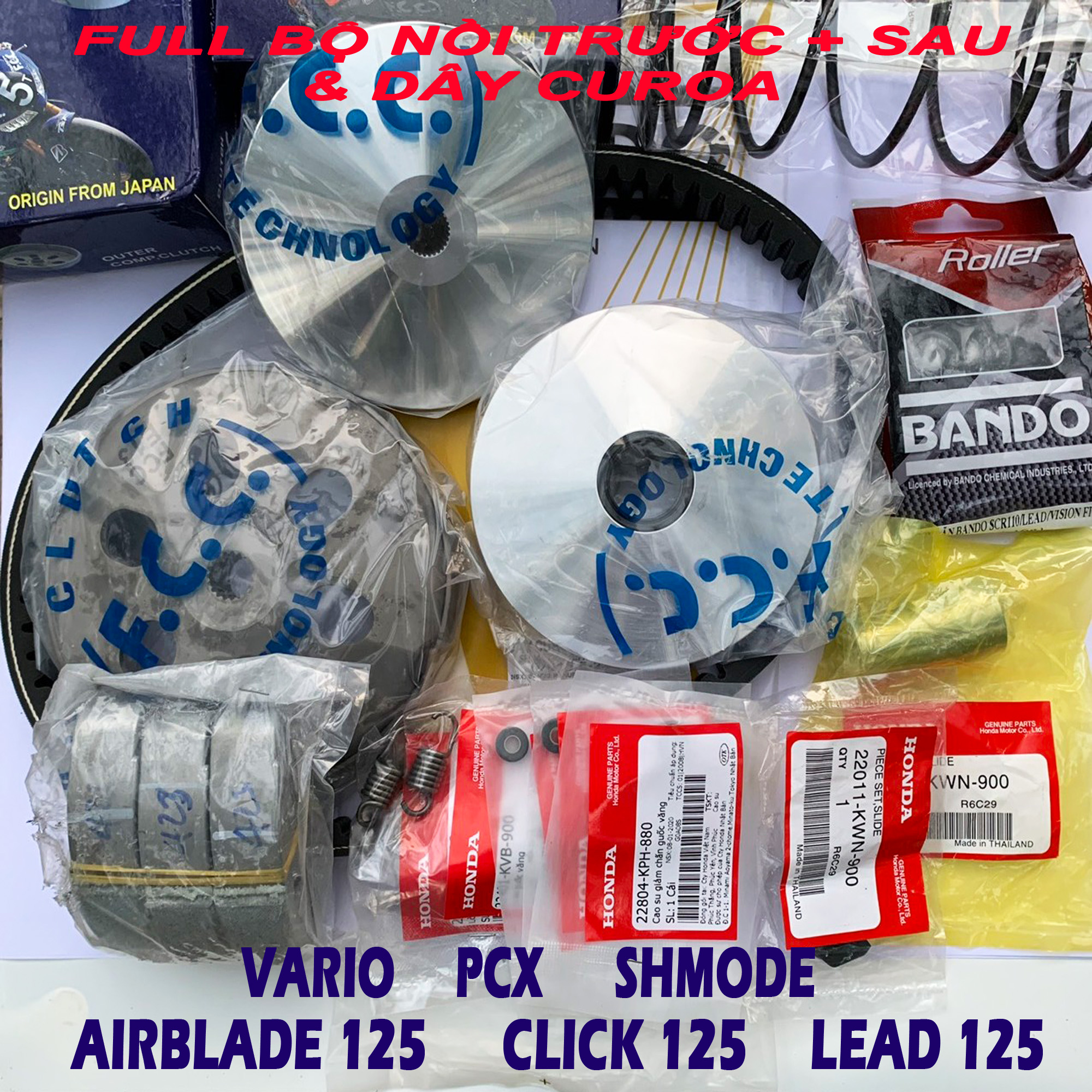 Full bộ nồi trước nồi sau và dây curoa xe Airblade125 Vario PCX SHMode Click125 Lead125