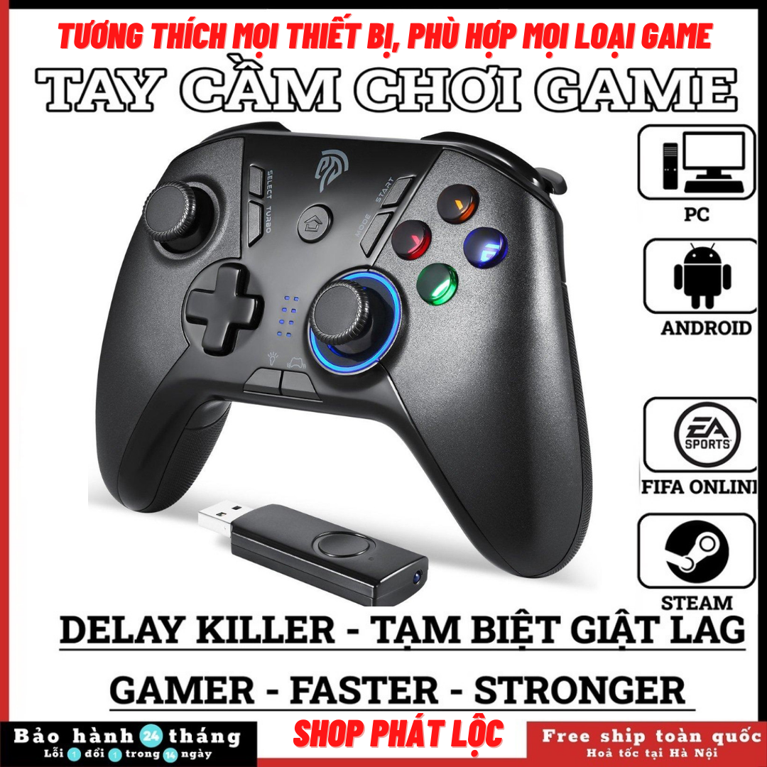 Tay cầm chơi game easysmx 9110/ xbox 360 wireless game controller usb 2.4g có đèn led và rung kép full skill chơi fifa online 4