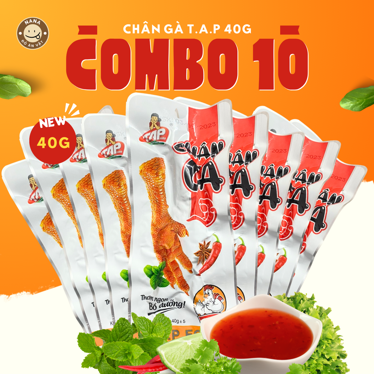 Chân gà t.a.p 40g giòn dai thơm ngon đảm bảo an toàn vệ sinh hương vị đậm đà, t.a.p food, ăn vặt nana