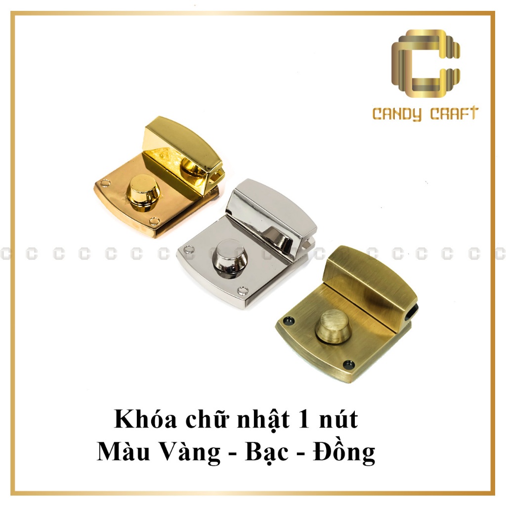 Khóa túi chữ nhật 1 nút - phụ kiện làm túi xách