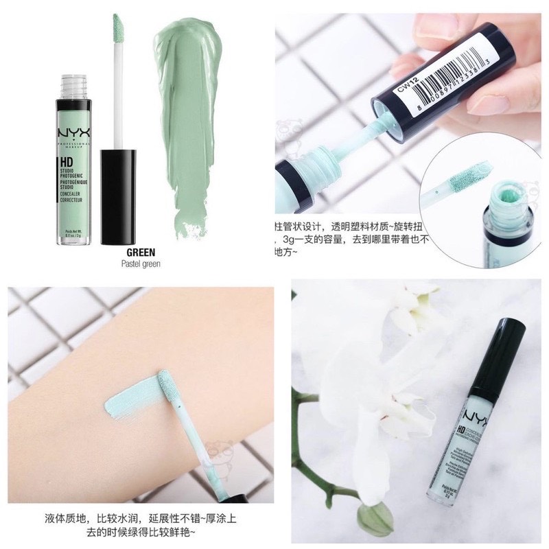 Kem che khuyết điểm dành cho da mụn nyx concealer wand green