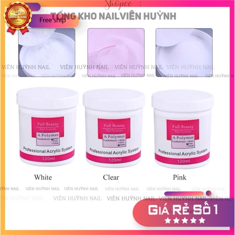 Bột đắp móng nail Ezflow 120ml bột nặn hoa đắp móng đính đá nail