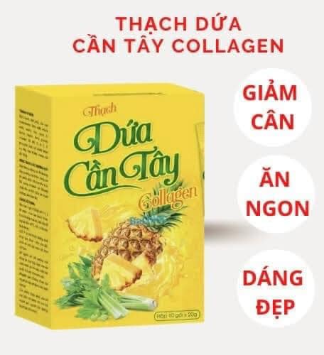 Sỉ thạch dứa cần tây giảm cân,giảm cân hiệu quả, hộp 10 gói