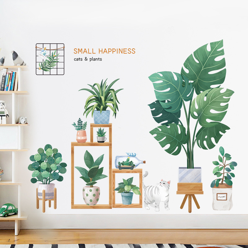 Decal dán trang trí tường Hàn Quốc phong cách sống xanh - decal đẹp Small Happiness AmyShop (76 x 92 cm)