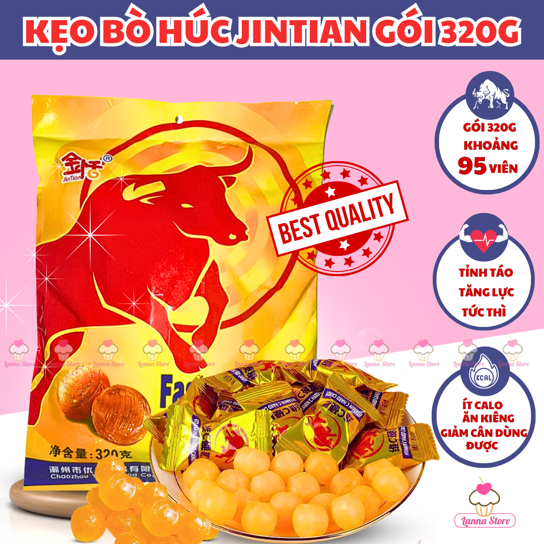 Kẹo bò húc kẹo ngậm tăng lực redbull vị bò húc jintian fast charging - gói 320gram