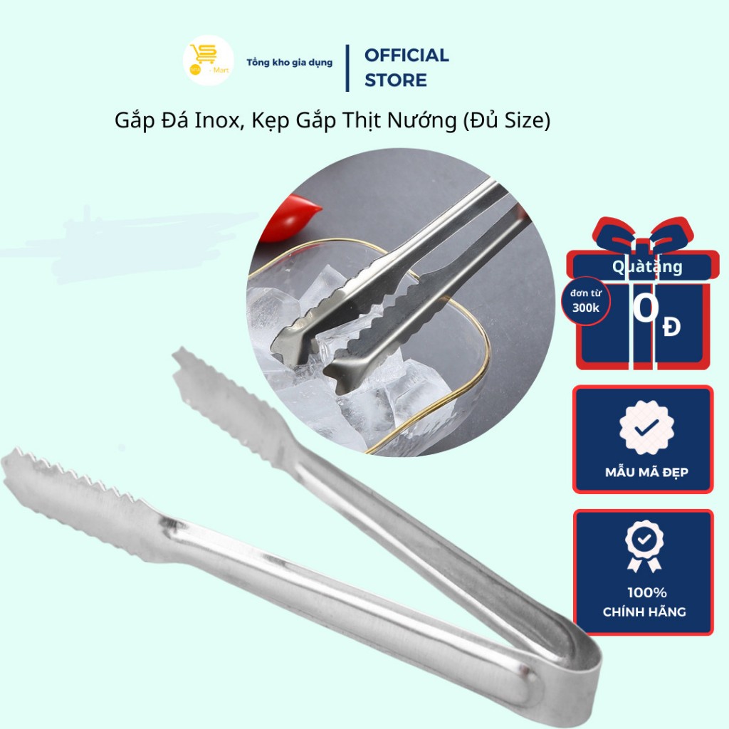 Gắp đá inox, kẹp gắp thịt nướng, gắp thực phẩm sống và chín inox sáng bóng, tiện lợi mta-mart2