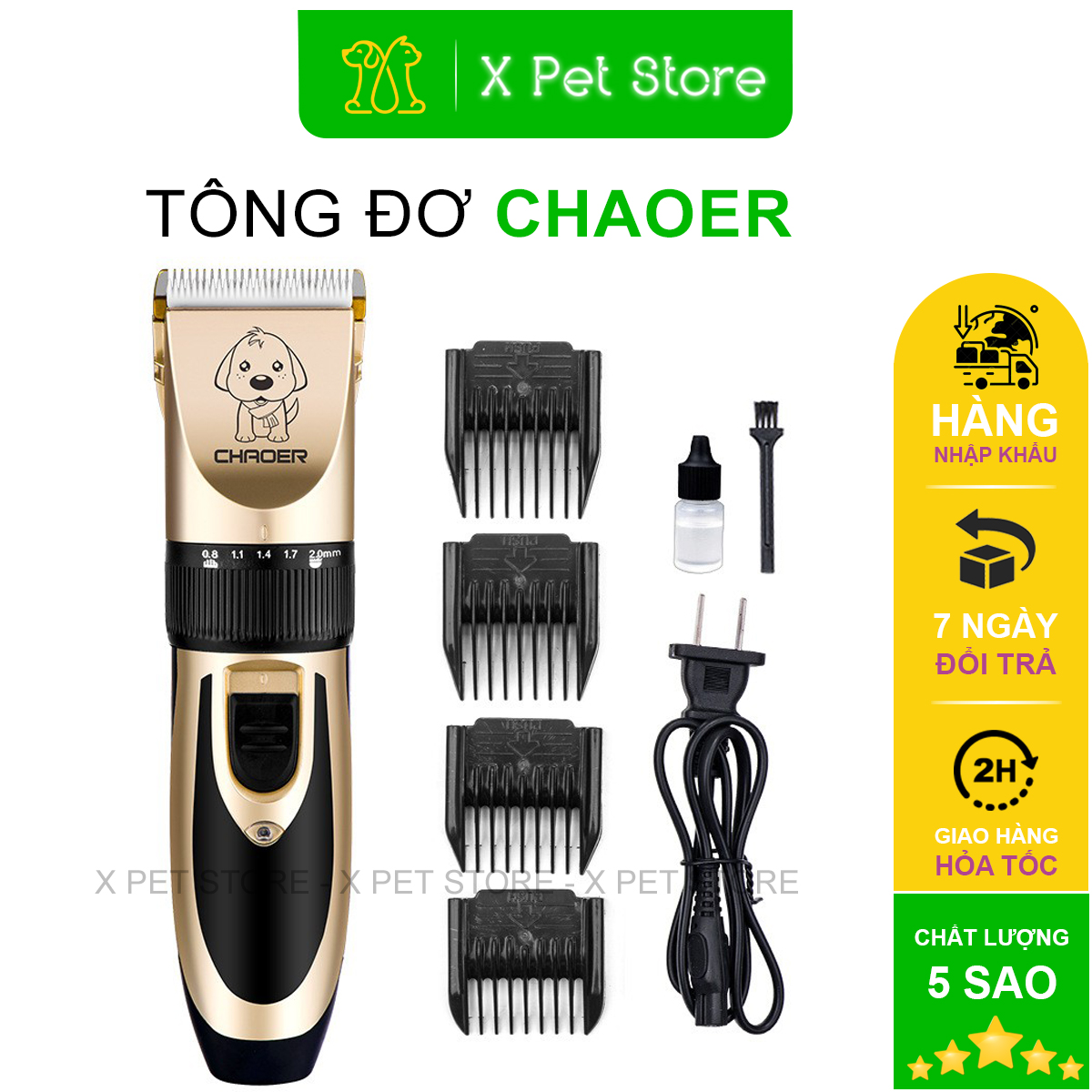Tông đơ cạo lông chó mèo chaoer, máy cạo lông chó mèo nhập khẩu cao cấp