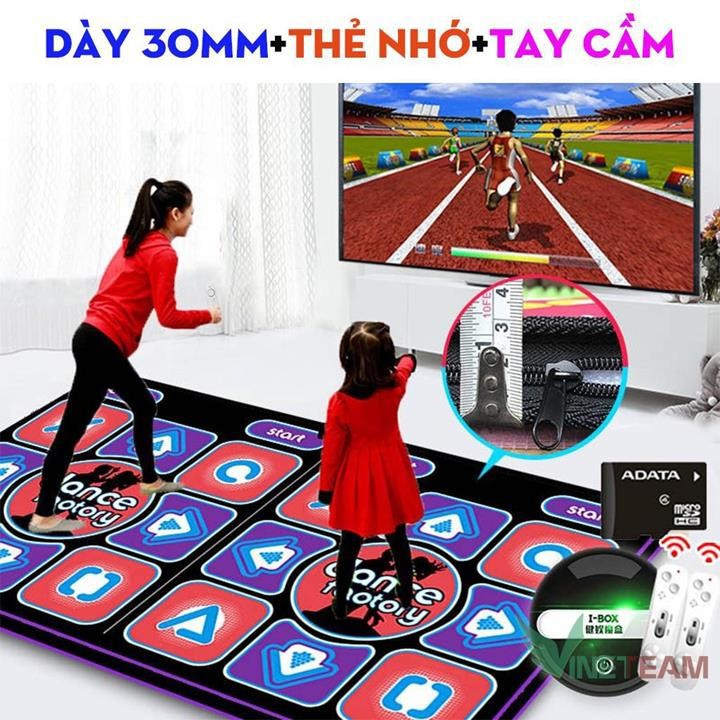 Thảm Nhảy Audition Kết Nối TiVi 32 bit - Tặng kèm 2 điều khiển ,thẻ nhớ cho bé yêu 2 loại kết nối AV và HDMIThảm nhảy audition tại nhà, thảm tập nhảy, thảm chơi game nhảy có dây, kết nối máy tính TV có tay cầm có dây