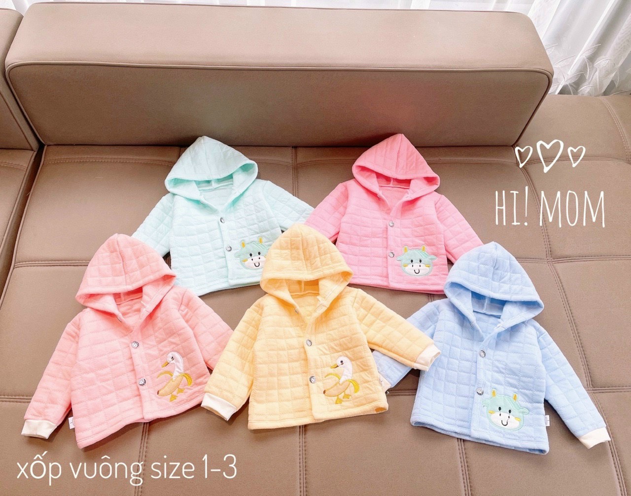 Áo khoác nỉ có mũ chất xốp cao cấp bé trai bé gái,