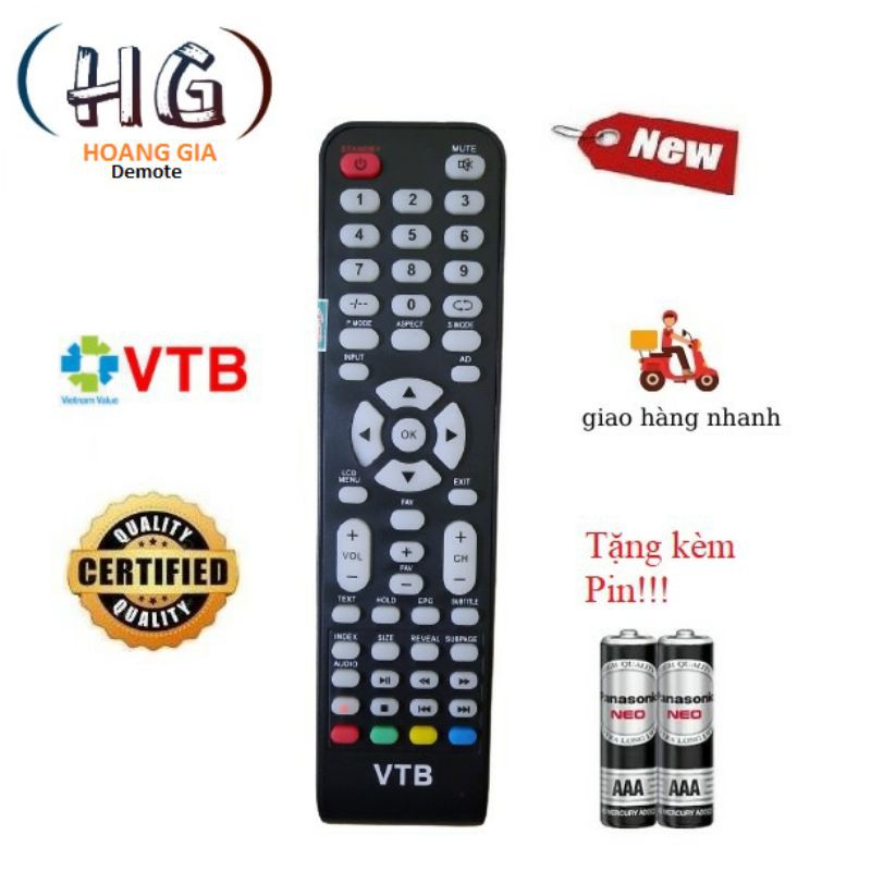 Điều khiển tivi VTB- Hàng mới chính hãng 100%