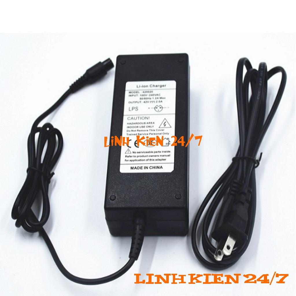 Adapter 42v 2a sạc xe điện cân bằng và pin li-ion 10s